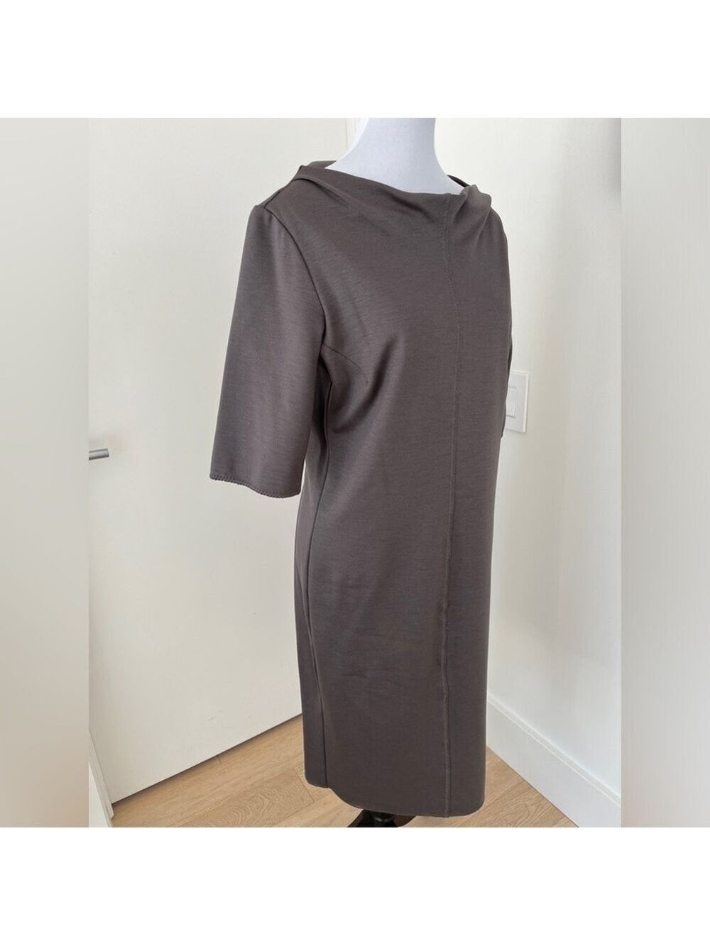 MARELLA Boat Neck Dress Jersey Wool Blend Classic Neutral Elegant Minimalist - Picture 5 of 17